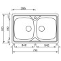 Scheda Tecnica Lavello da Cucina CM 2 Vasche 79x50 cm